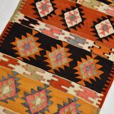 3x10 Boho Style Kilim Runner Rug, Peach Orange Vintage Runner, 73x296 Cm