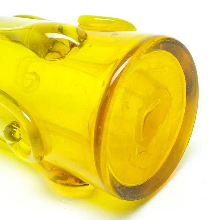 Modernist vase, yellow glass, designed by J. Słuczan-Orkusz, Poland, 1970s