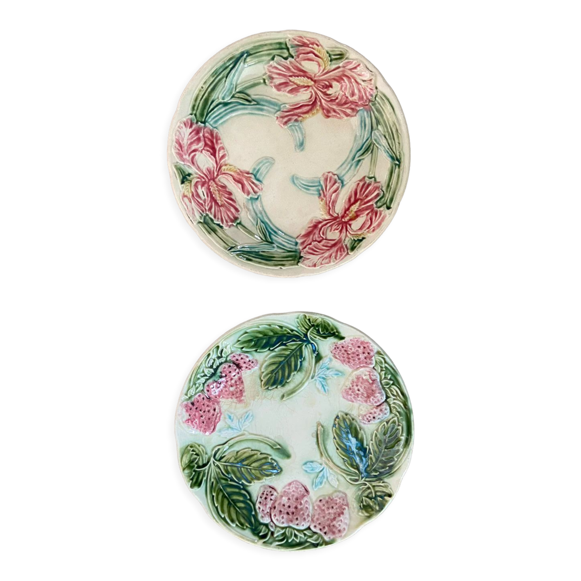 Duo of antique slip plates