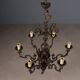 Antique bronze metal chandelier with 6 lights, Netherlands, 20th century.
