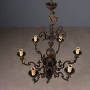 Antique bronze metal chandelier with 6 lights, Netherlands, 20th century.