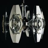 Chrome and glass lustre with lenses by Oscar Torlasco, Italy, 1960s.