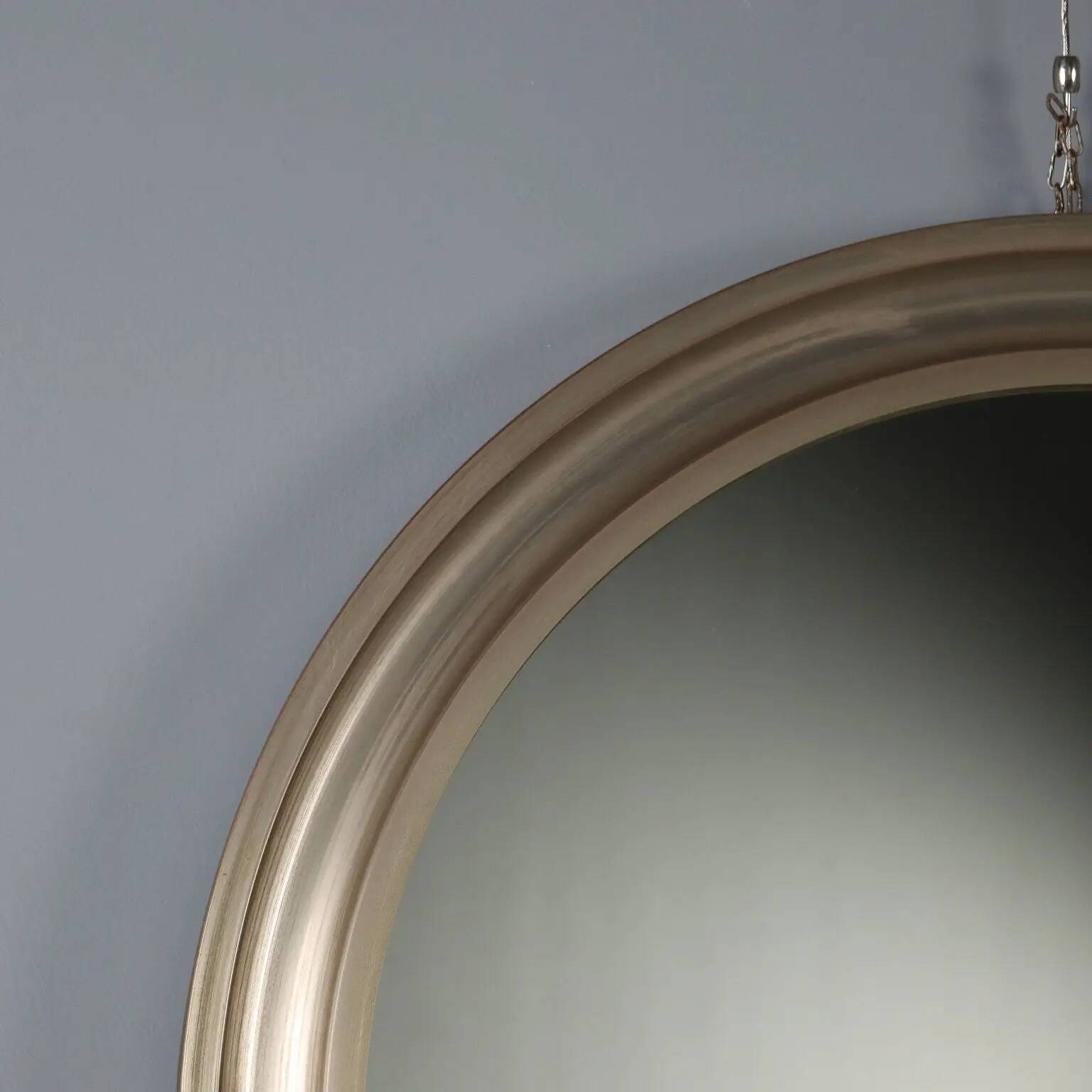 Miroir rond vintage en aluminium anodisé, design Italie, années 1960