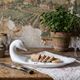 Vintage white faience foie gras platter in the shape of a goose, 1970s.