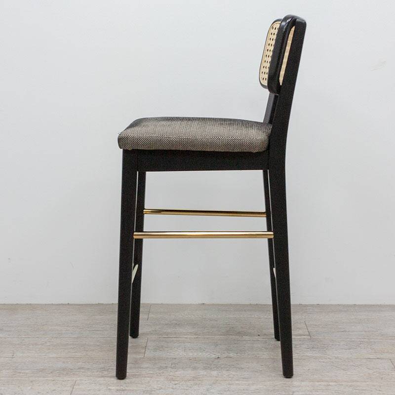 High stool Red Edition in rattan and fabric