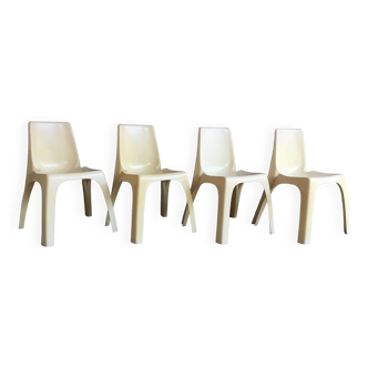 Ensemble de 4 chaises Kartell modèle 4850 design Castiglioni Gaviraghi Lanza made in Italy 1965