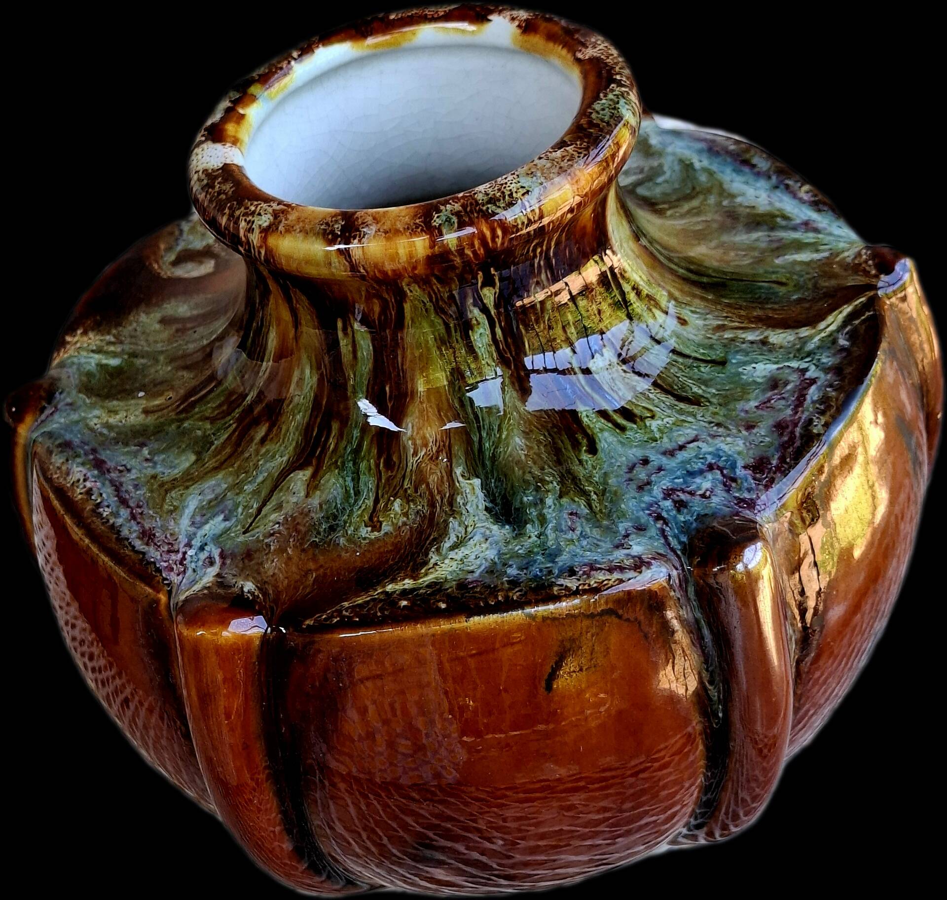 Art Deco vase in polychrome glazed ceramic