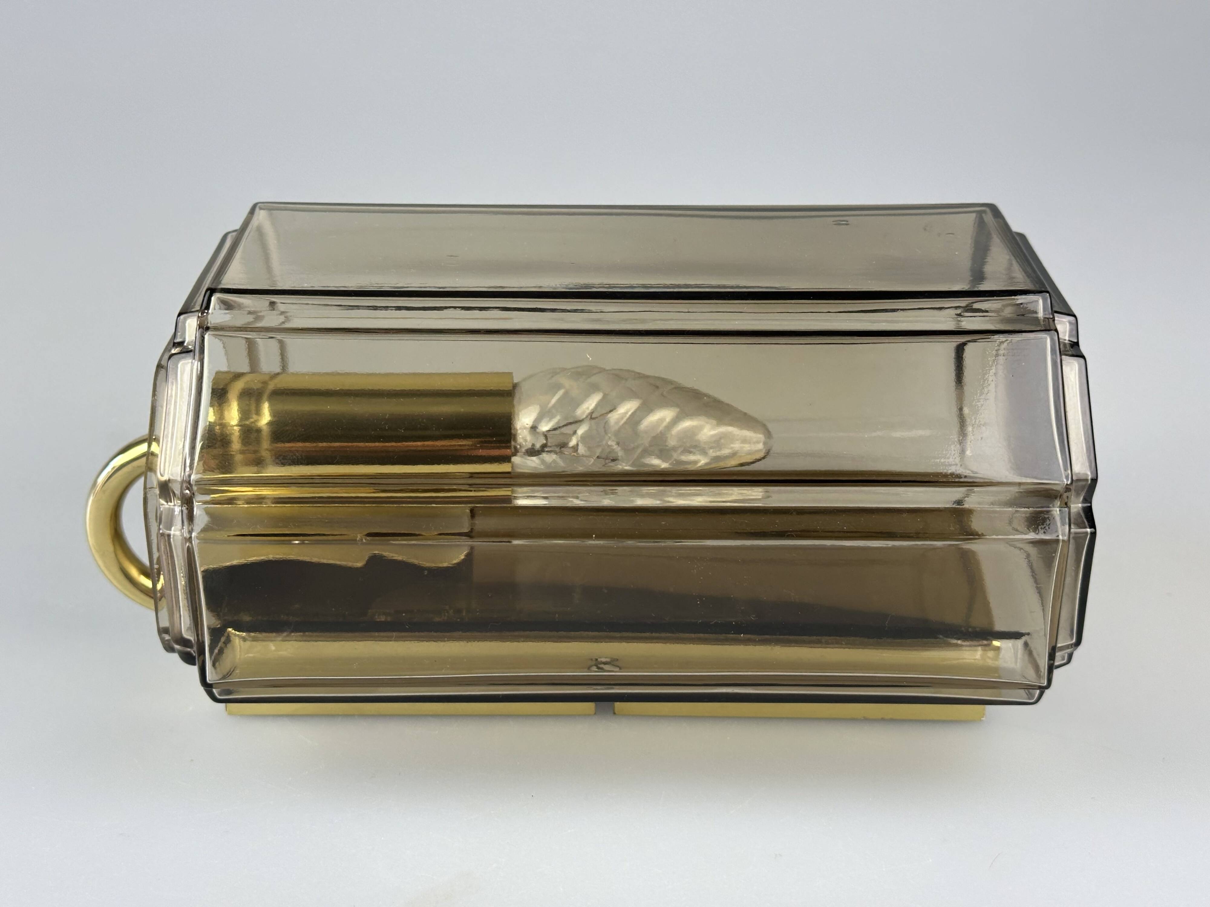 1960s/70s Wall Lamp Glashütte Limburg Germany Glass & Metal Age Design