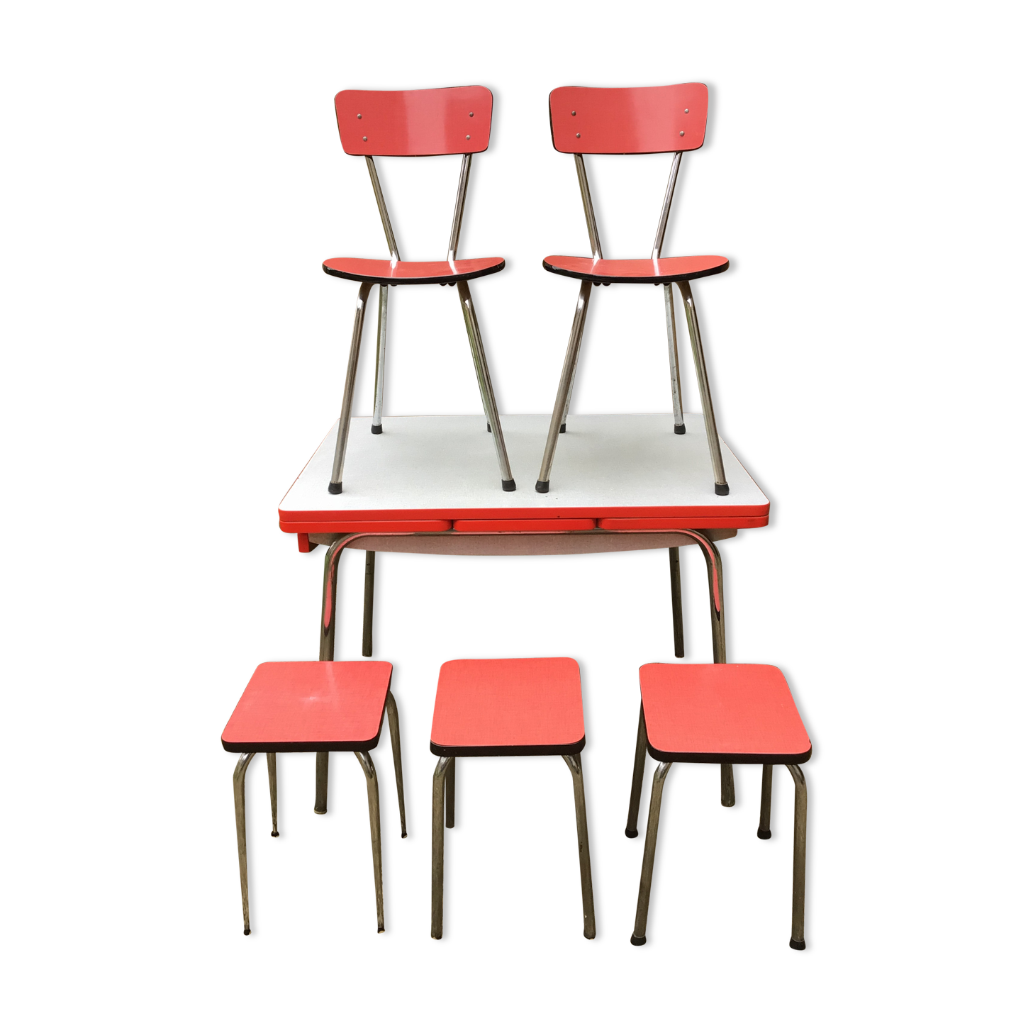 Set Table & Chairs & Kitchen Stools in Formica