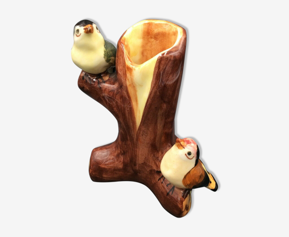 Vase oiseaux céramique barbotine majolica art nouveau J Massier Vallauris
