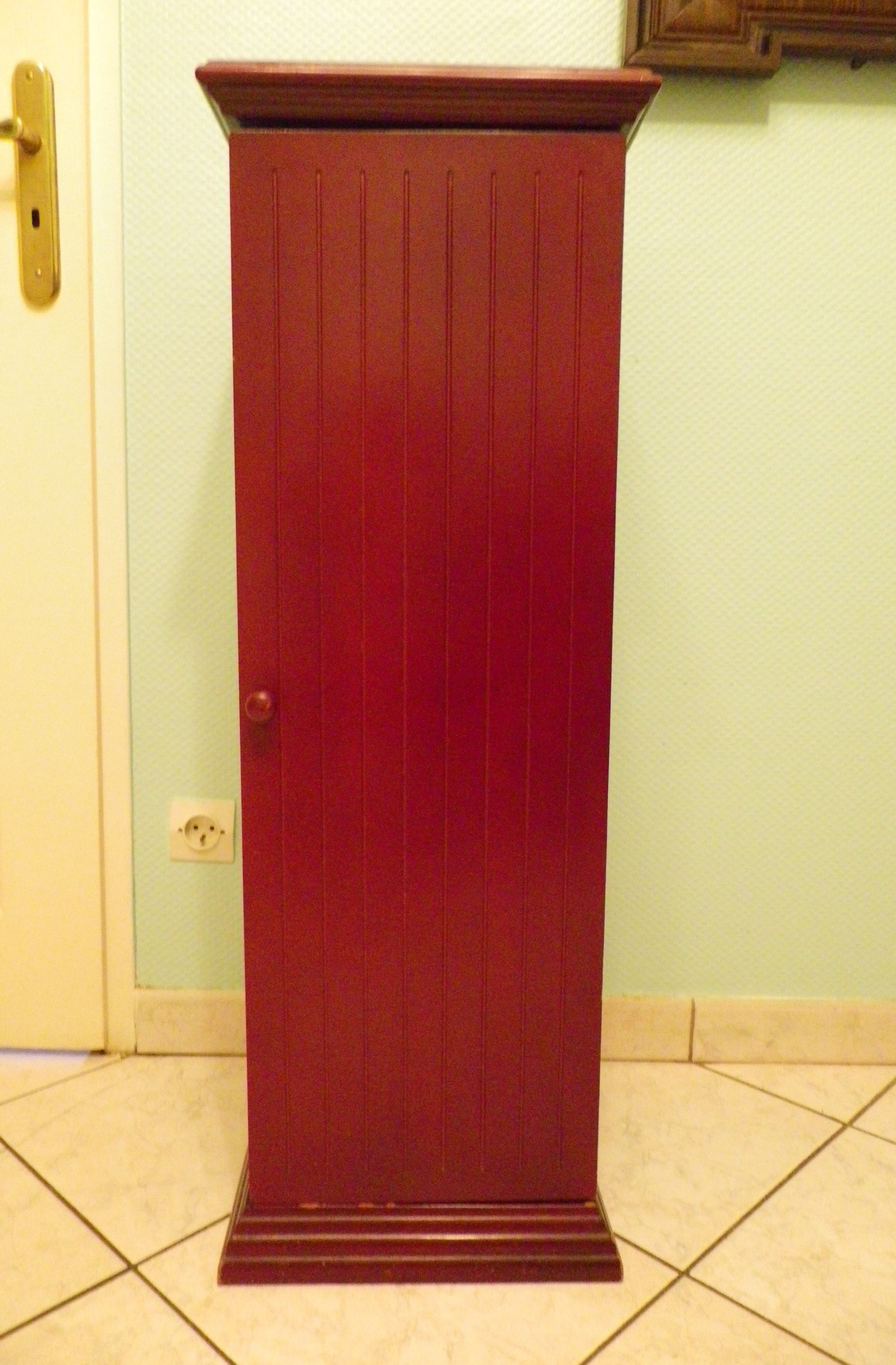 Wooden extra cabinet (selette), 2 interior storage spaces with 6 modular shelves