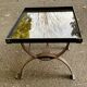 Table basse vintage en fer forgé et verre