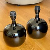 Paire de lampe à panse noires émaillées 1970