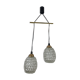 Suspension globes 2 lights, glass and brass, 50s