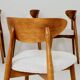 Set of 6 Dining Chairs, Light Beech Wood, White Bouclè Fabric, Modern 