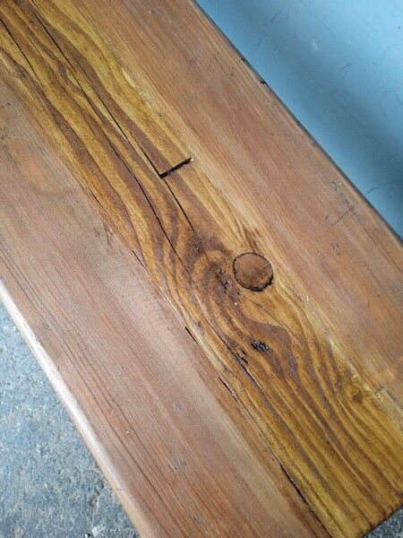 Old patinated solid wood bench 120cm