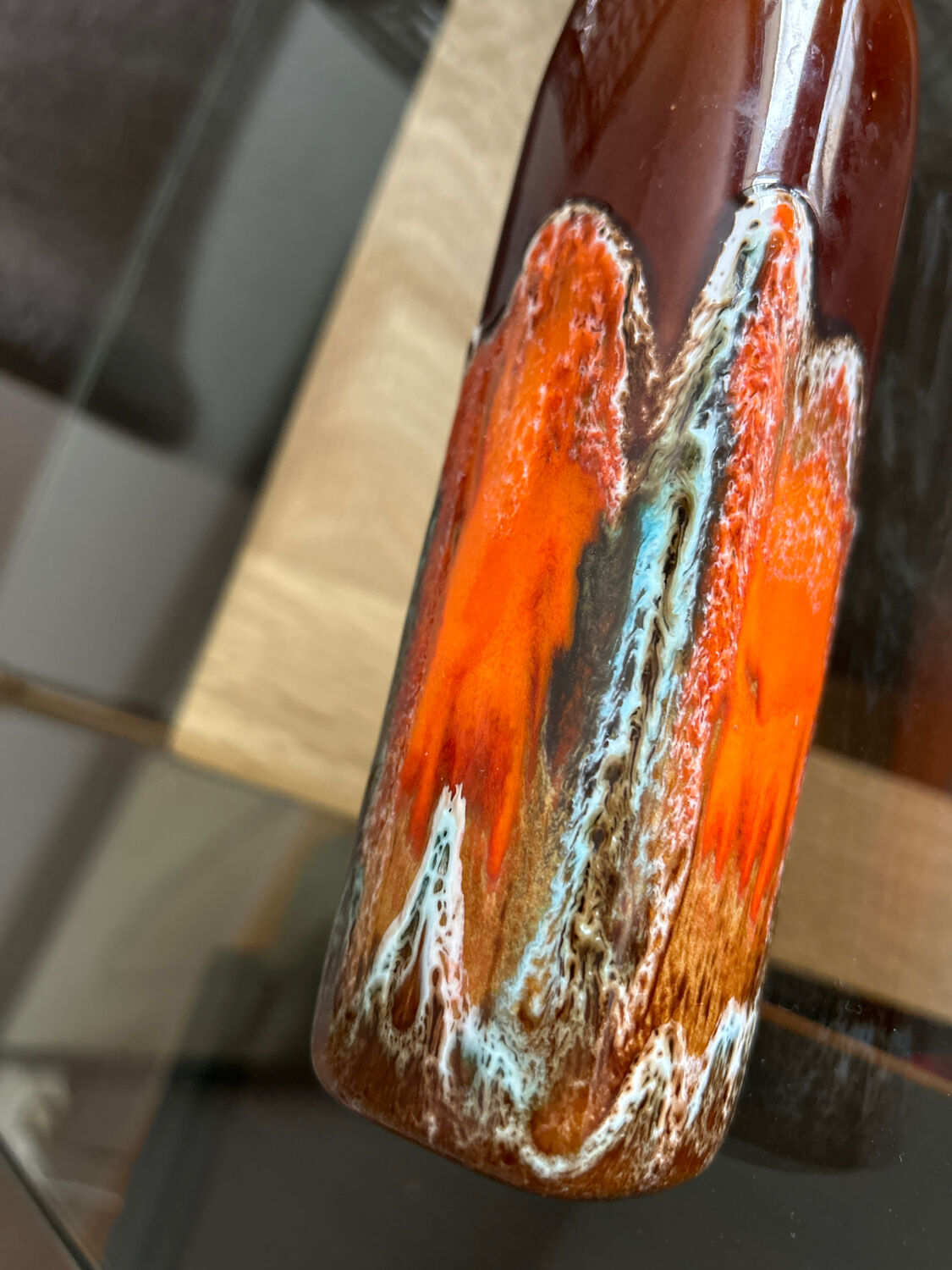 Slip glazed ceramic vase