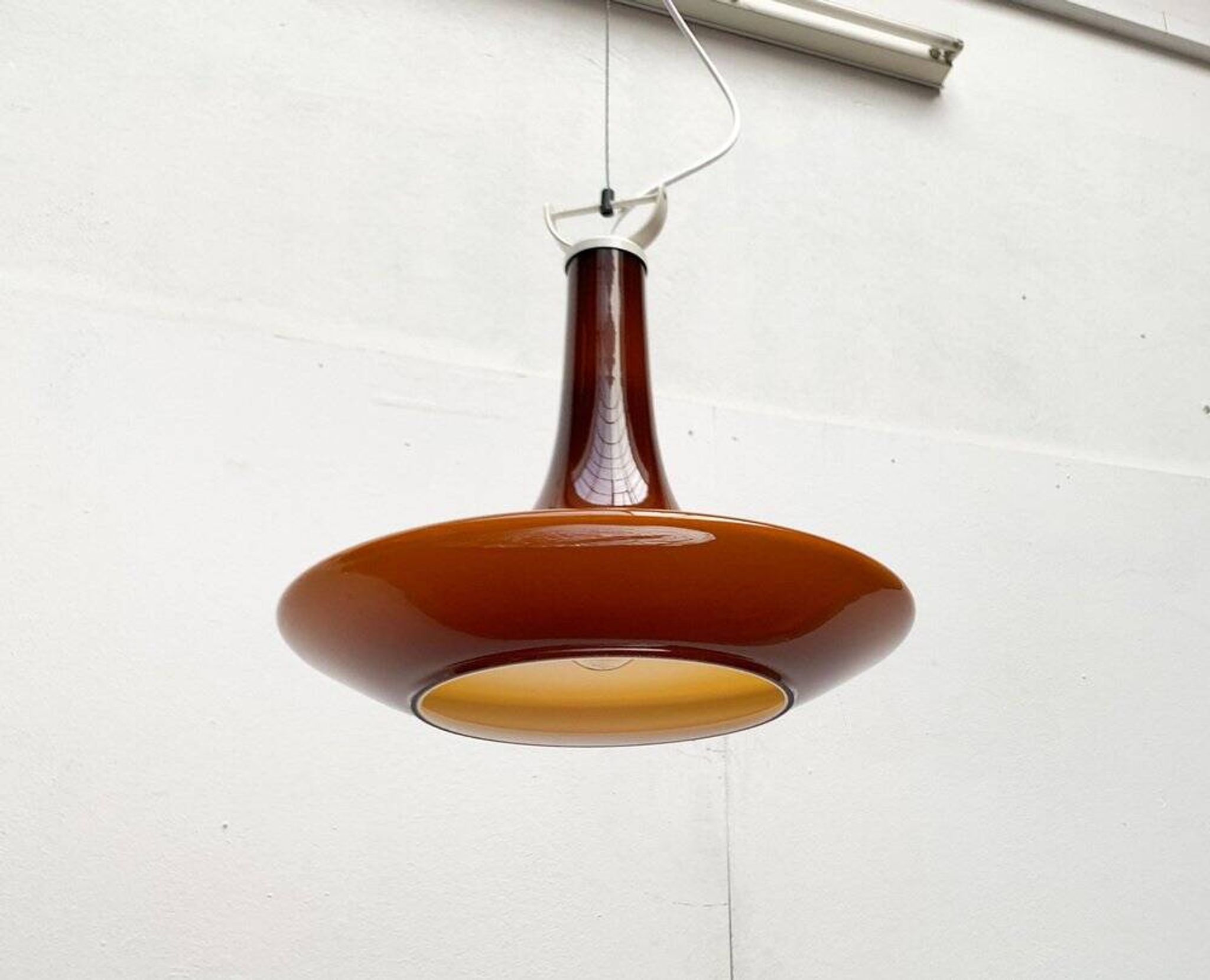 Mid-century glass tulip pendant by Peill & Putzler, 1960s.