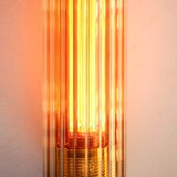 Cylindrical wall light with streaked glass and brass