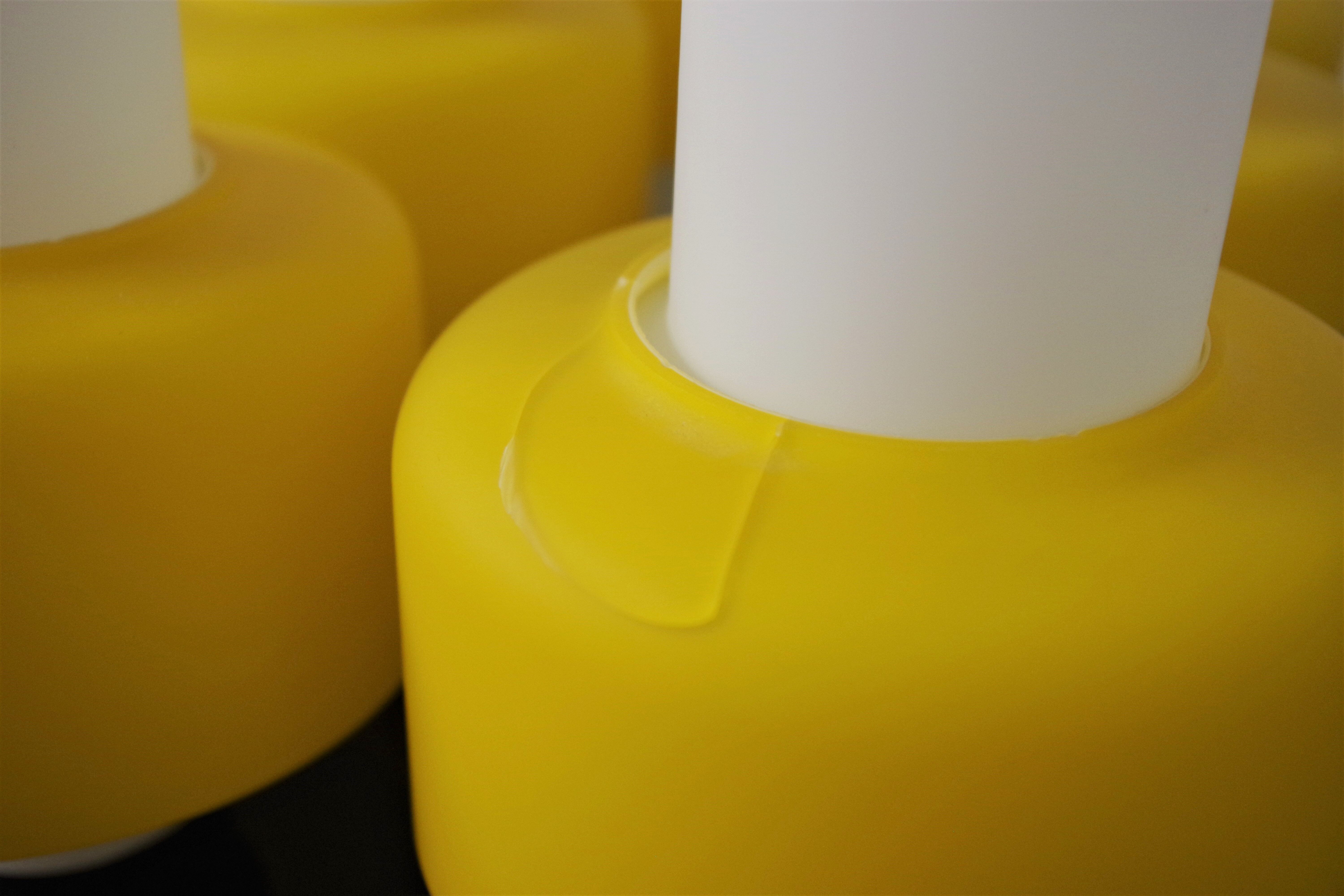 Vintage chandelier in brass and glass