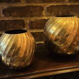 Antique Art Deco round vases Brass