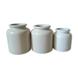 Set of 3 enamelled stoneware mustard pots