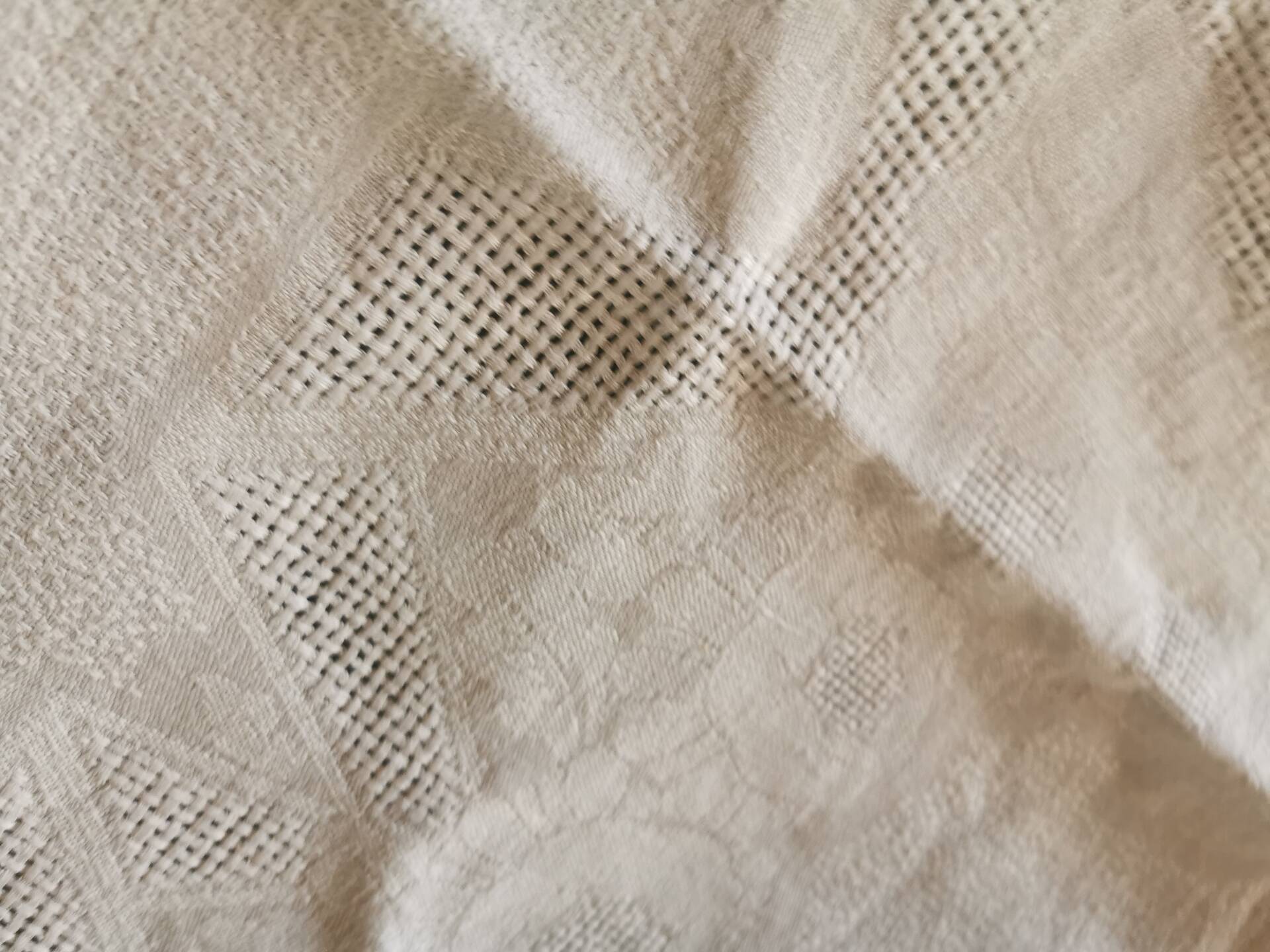 Set of 16 table napkins and an old floral damask tablecloth.