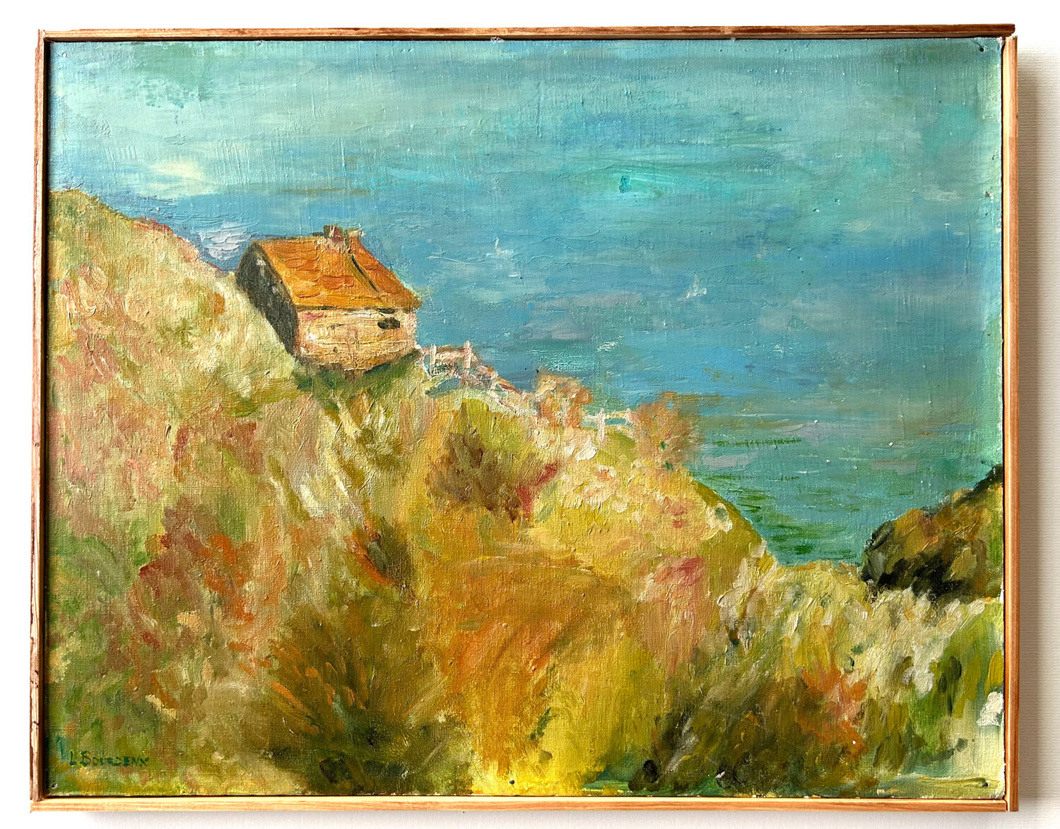 Huile sur panneau L. Bourdenx, La Cabane des Pêcheurs, d'après Monet