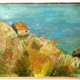 Huile sur panneau L. Bourdenx, La Cabane des Pêcheurs, d'après Monet