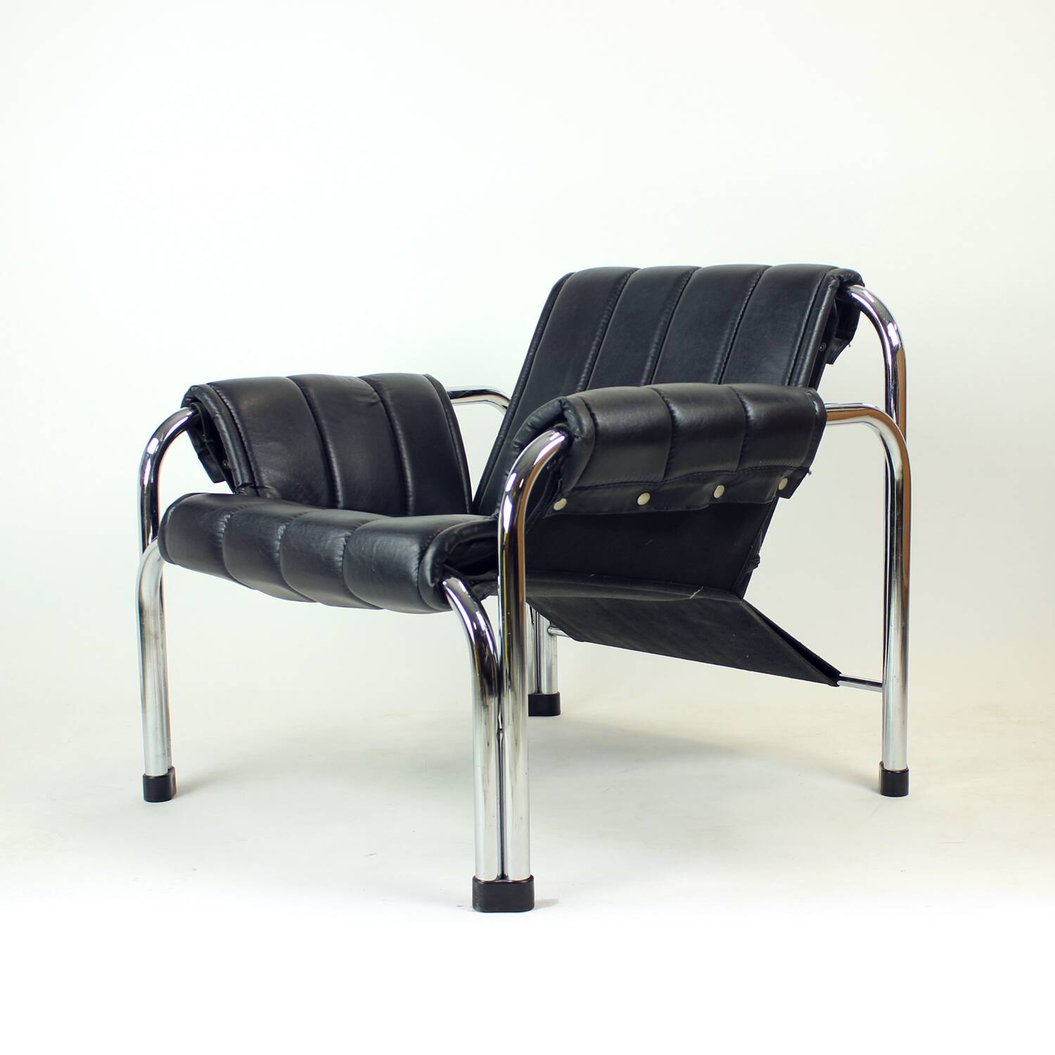 Lounge Chair By Viliam Chlebo In Chrome And Leatherette, Kodreta 1980s