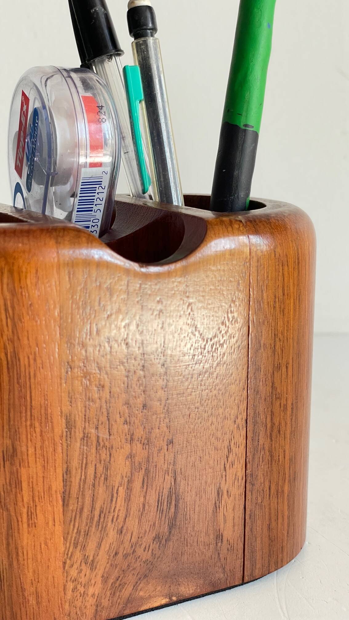 Vintage Teak Pencil Holder