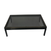 Pierre Vandel coffee table with black caning glass pattern.