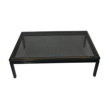 Table basse Pierre Vandel verre motif cannage noir
