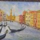 Huile sur panneau du Grand Canal à Venise
