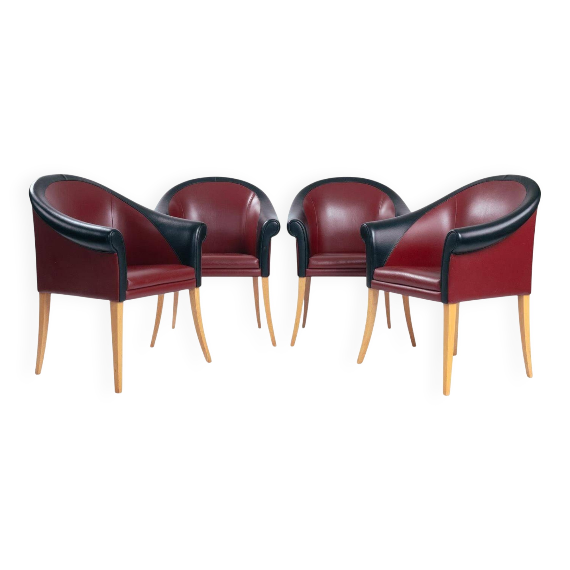 Sinan Armchairs in Leather and Beech Wood