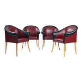 Fauteuils Sinan en cuir et en bois de hêtre