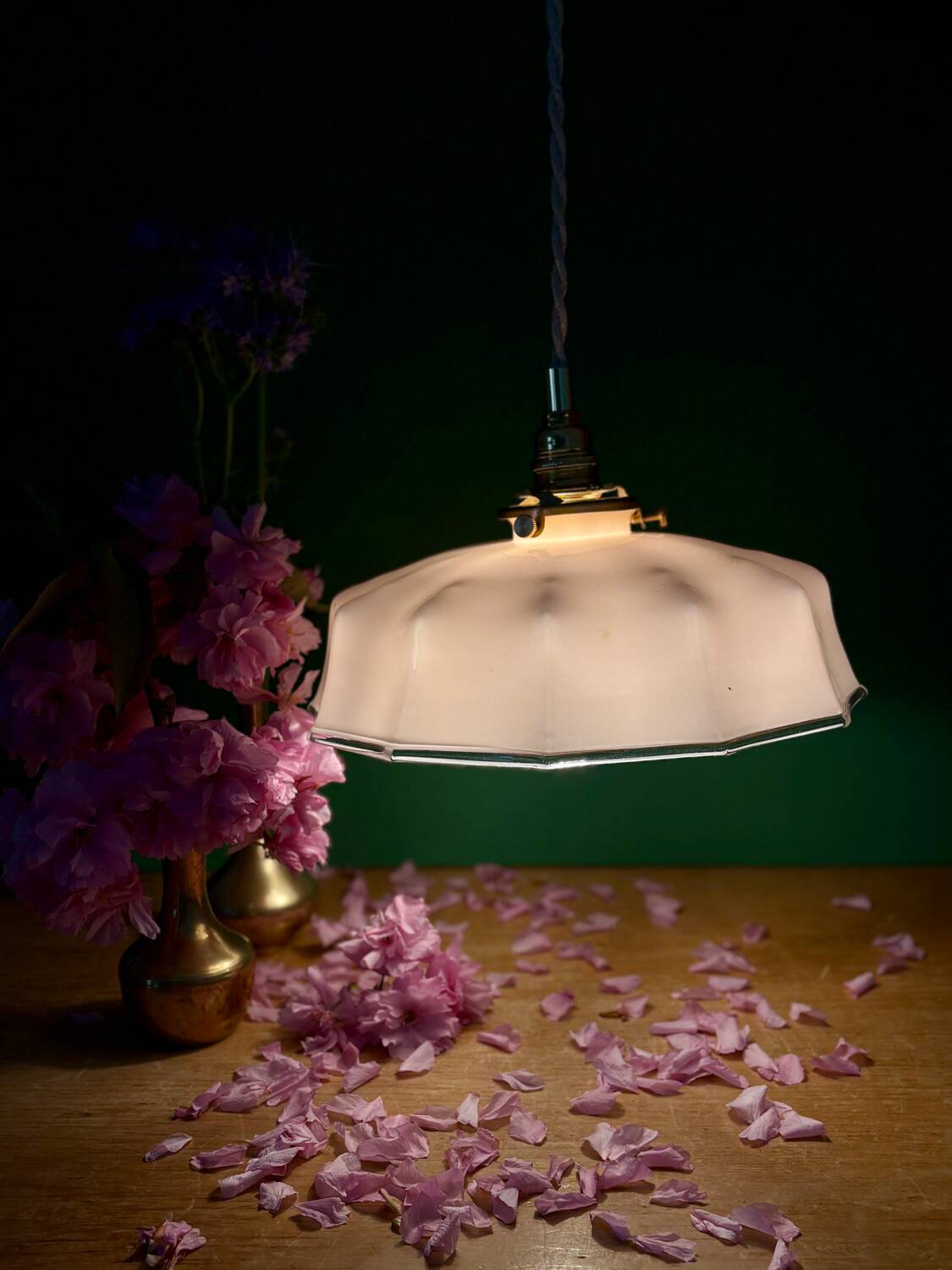 Vintage pink opaline pendant light