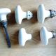 set of 5 old porcelain door handles