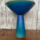 Antique Scandinavian Vintage Blue & Green Ceramic Cup Candle Holder