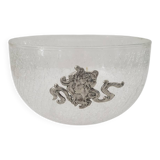 Salad bowl in cracked glass with silver decoration