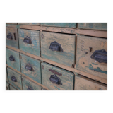 Meuble de quincaillerie industriel en pin peint, France années 1950