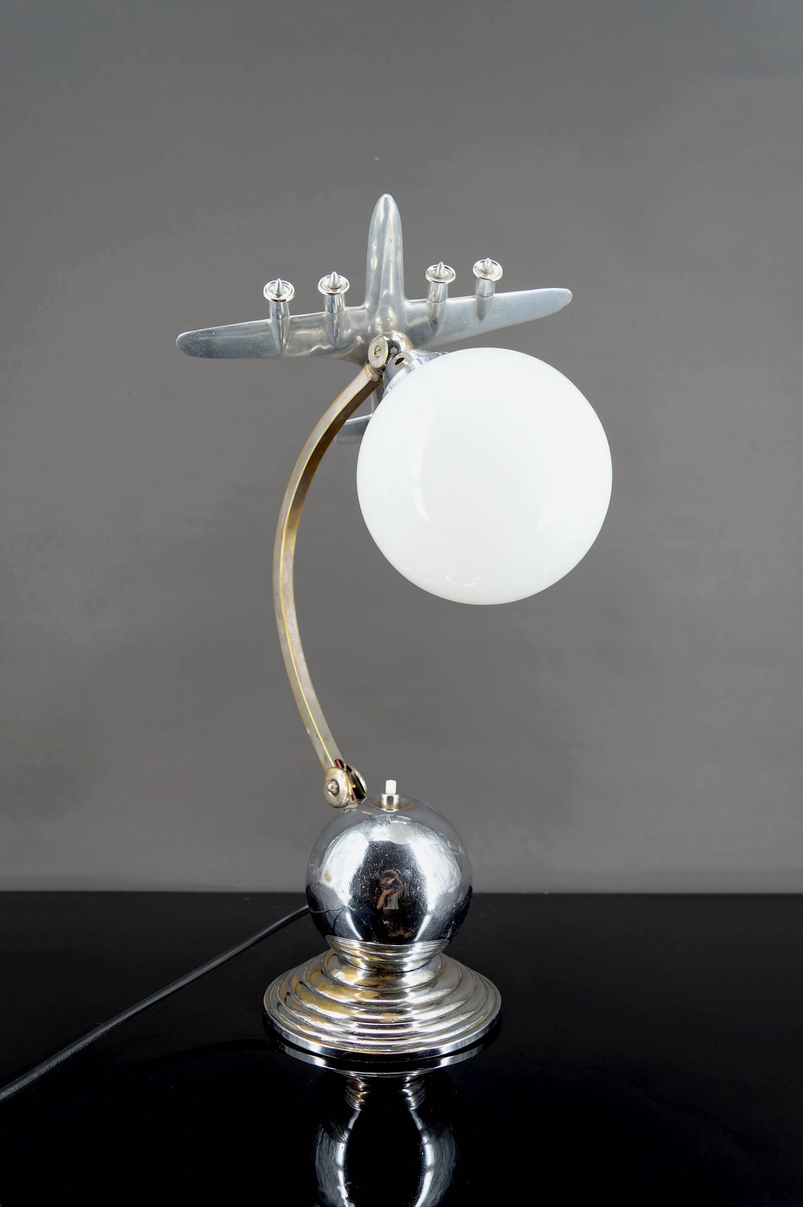 Art Deco / Streamline Moderne "Airplane" propeller lamp, circa 1930-1940
