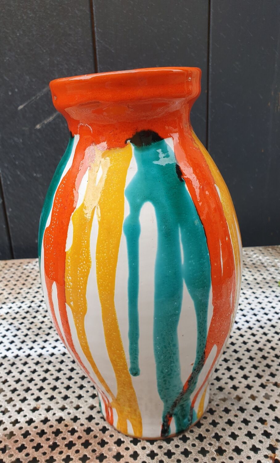 1960s multicolored glazed ceramic vase