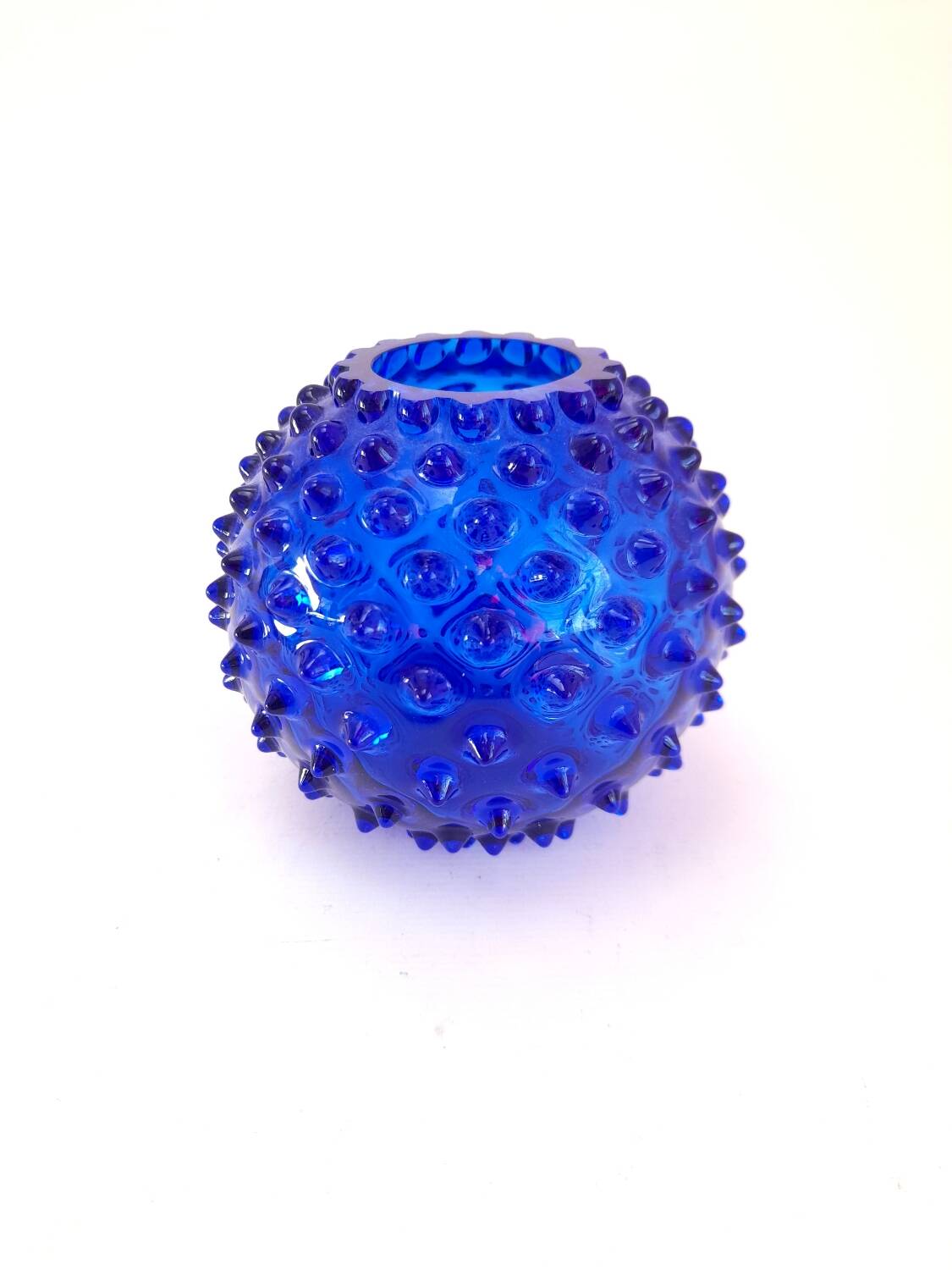 Small blue studded glass vase