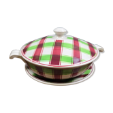 Soup tureen and dish set from Sarreguemines and Digoin, Sousse model, Scottish decoration.