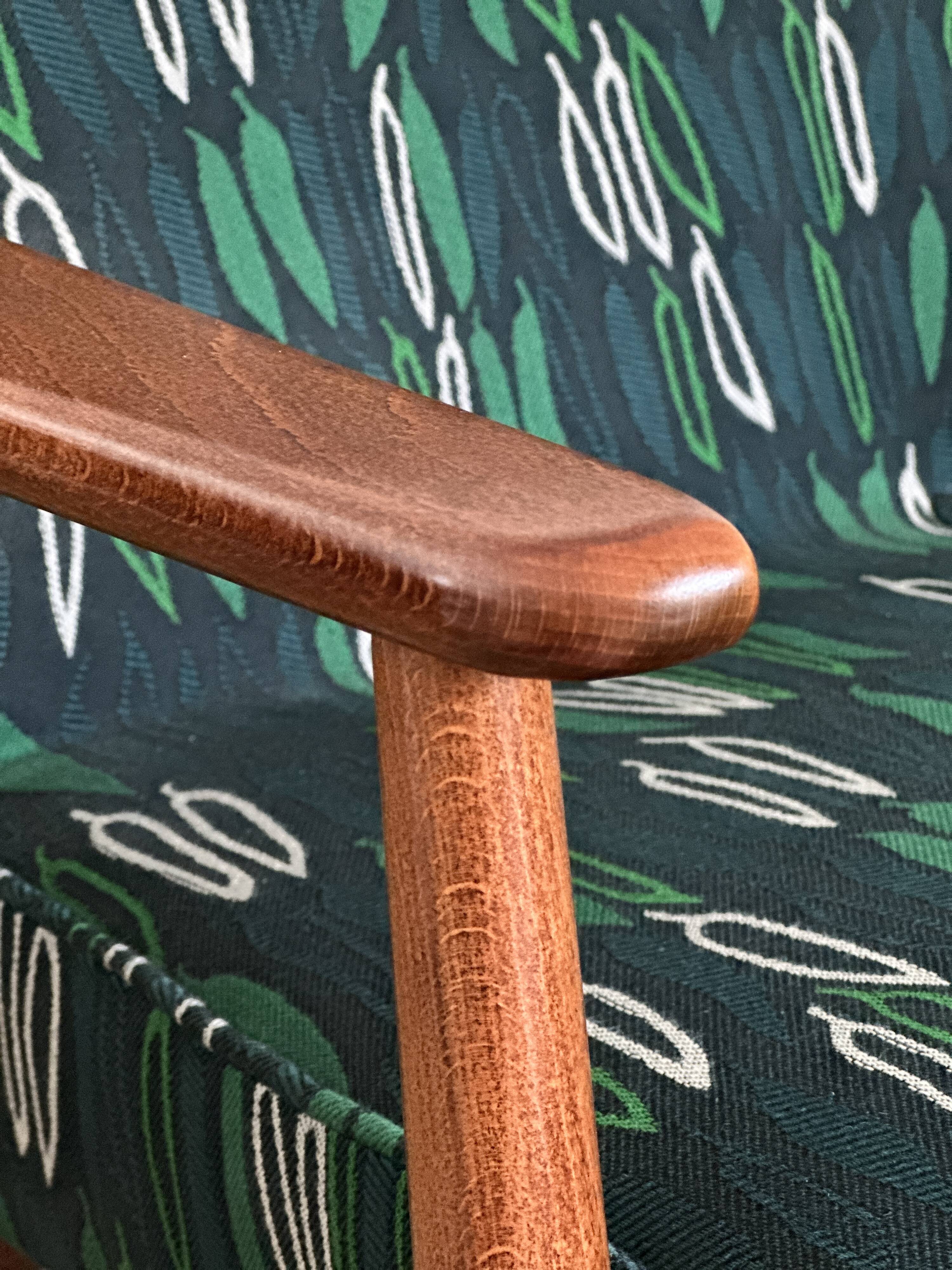 Set of Midcentury Armchairs, by Juliszu Kędziorek in Green Jacquard, 1960s