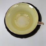 Large black, yellow iridescent and white Art Deco Saint-Amand cup.