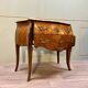 Curved sauteuse commode in stamped marquetry louis xv style xix eme century