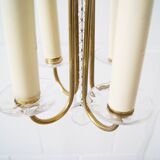 Lustre quatre flammes avec perles de verre laiton