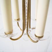 Chandelier antique four flames with glass beads, brass, boho lamp